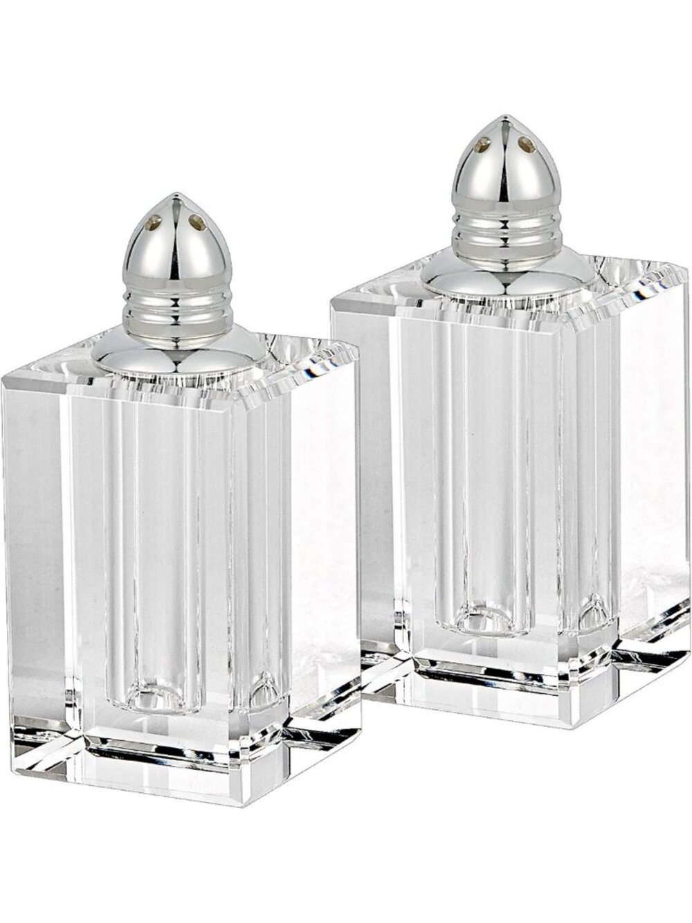 Elegant Crystal Salt and Pepper Shakers Set - 3.5" Glass with Gold Accents
